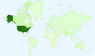 data map of IT Professionals visit 42U.com from almost every Countries / Territories